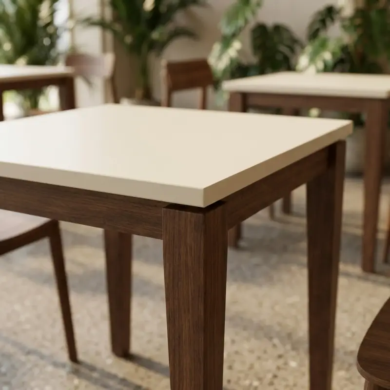 Meja Cafe Kayu Top Putih Scandinavian [5]