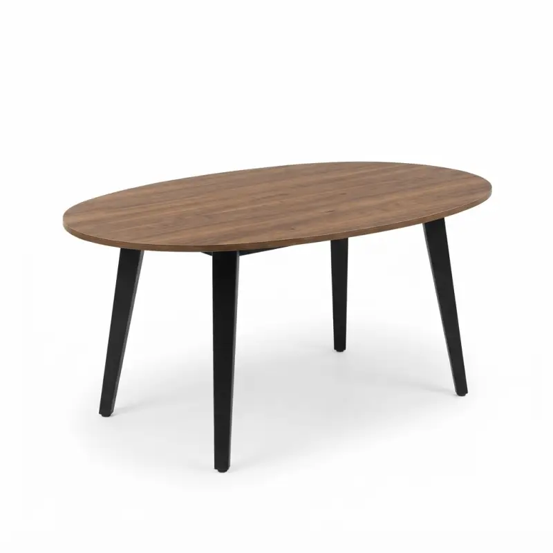 Meja Cafe Oval Top Kayu Kaki Besi Hitam [5]