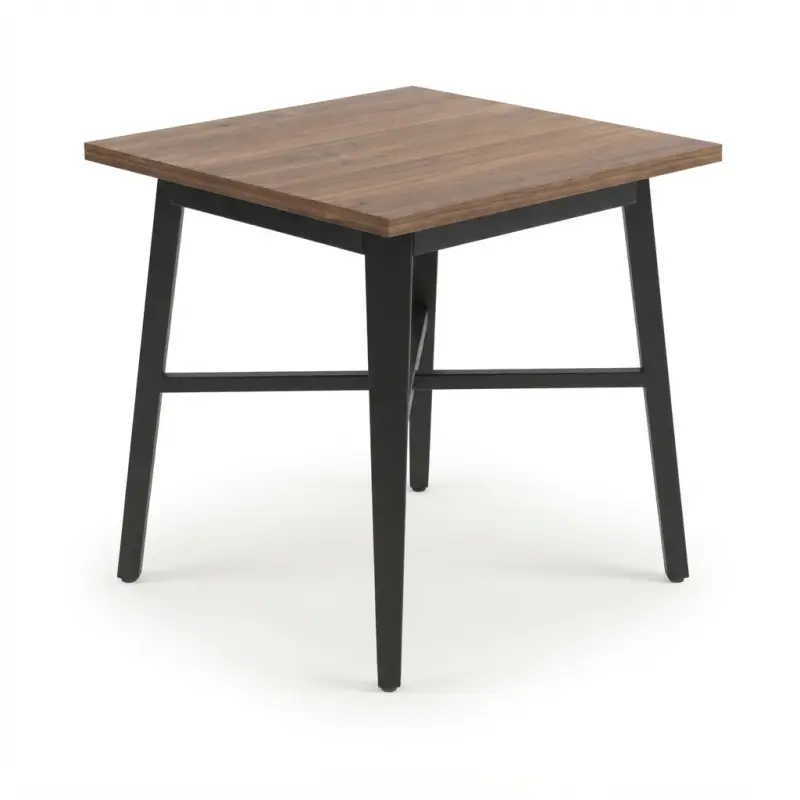 Meja Cafe Persegi Top Kayu Rangka Besi Hitam [5]