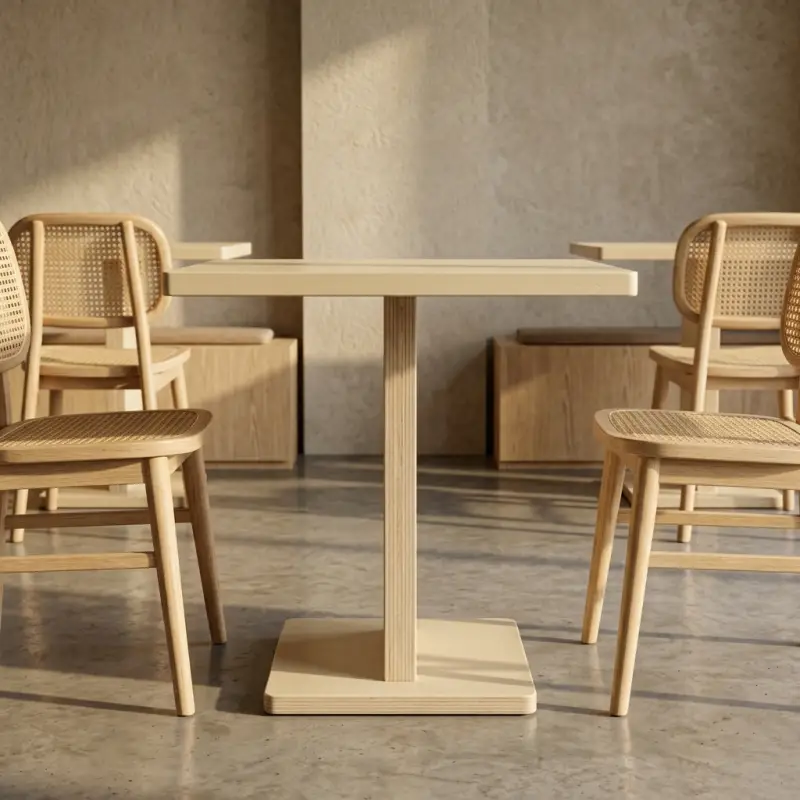 Meja Cafe Plywood Single Pedestal [3]