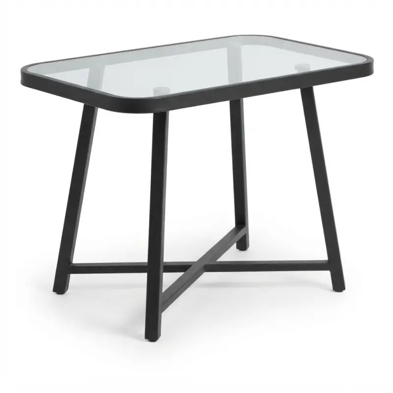 Meja Cafe Rangka Besi Kaca Tempered Rounded [5]