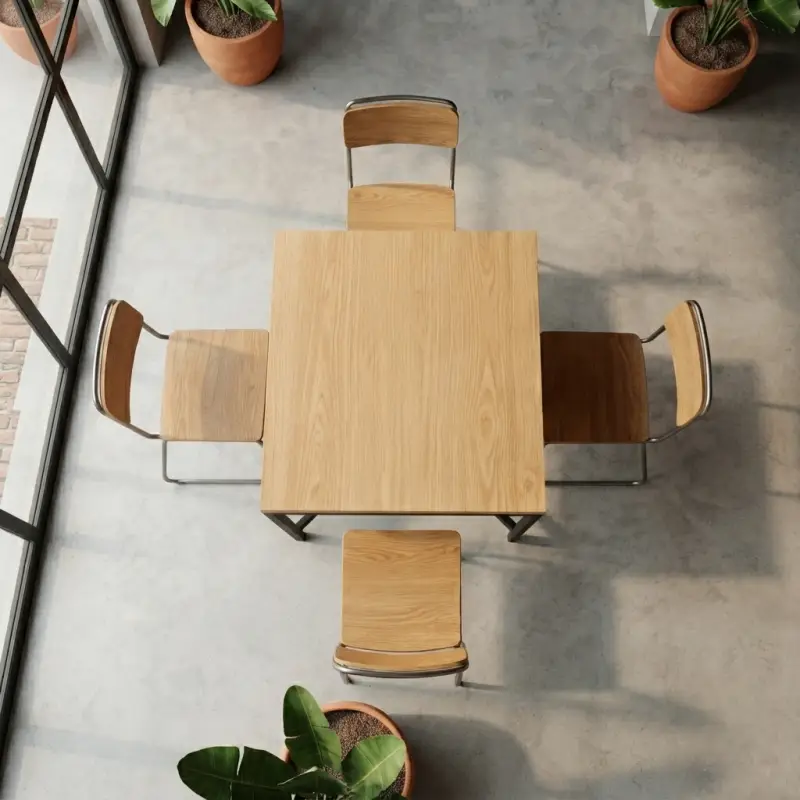 Meja Cafe Rangka Besi Top Kayu [4]