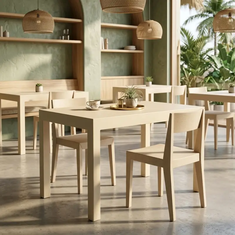 Meja Dining Minimalis Finishing Doff untuk Cafe dan Restoran [2]