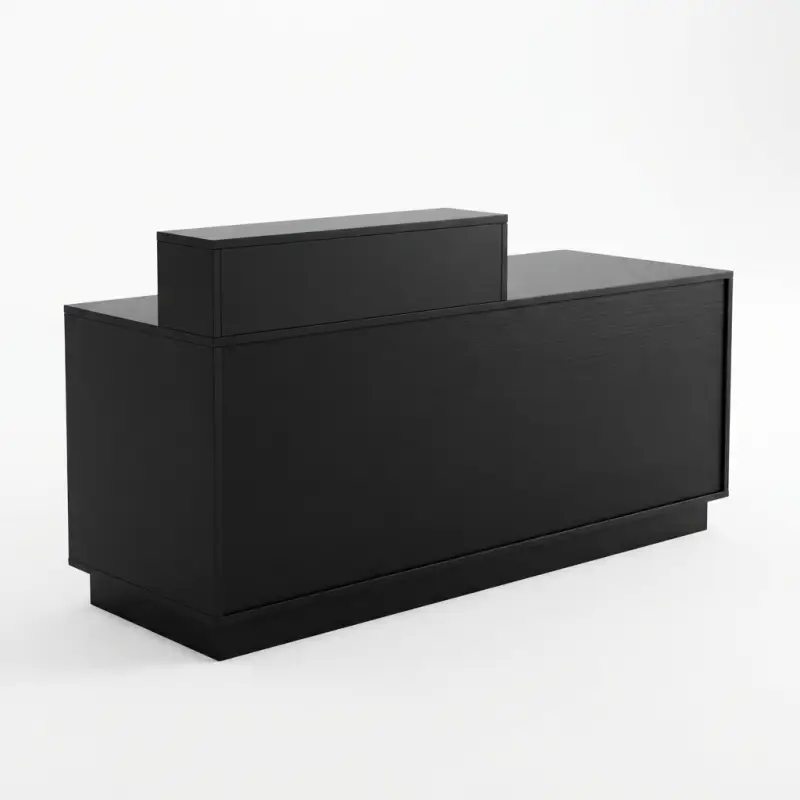 Meja Kasir Dua Level Woodgrain Hitam [5]