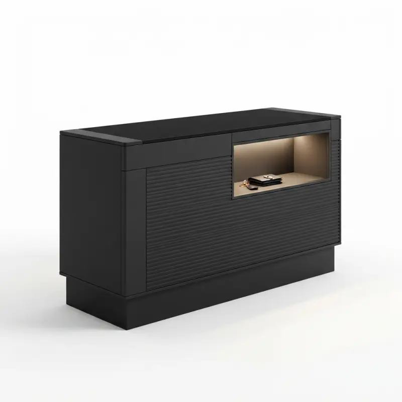 Meja Kasir Fluted Panel dengan Niche Display Berlampu [5]