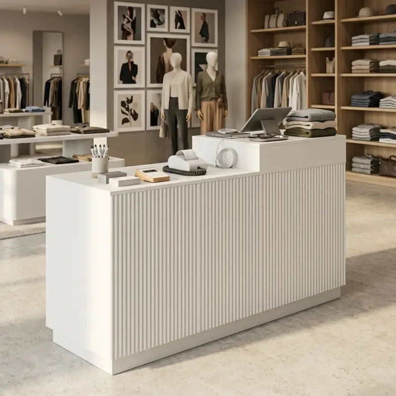 Meja Kasir Fluted Panel Minimalis [4]