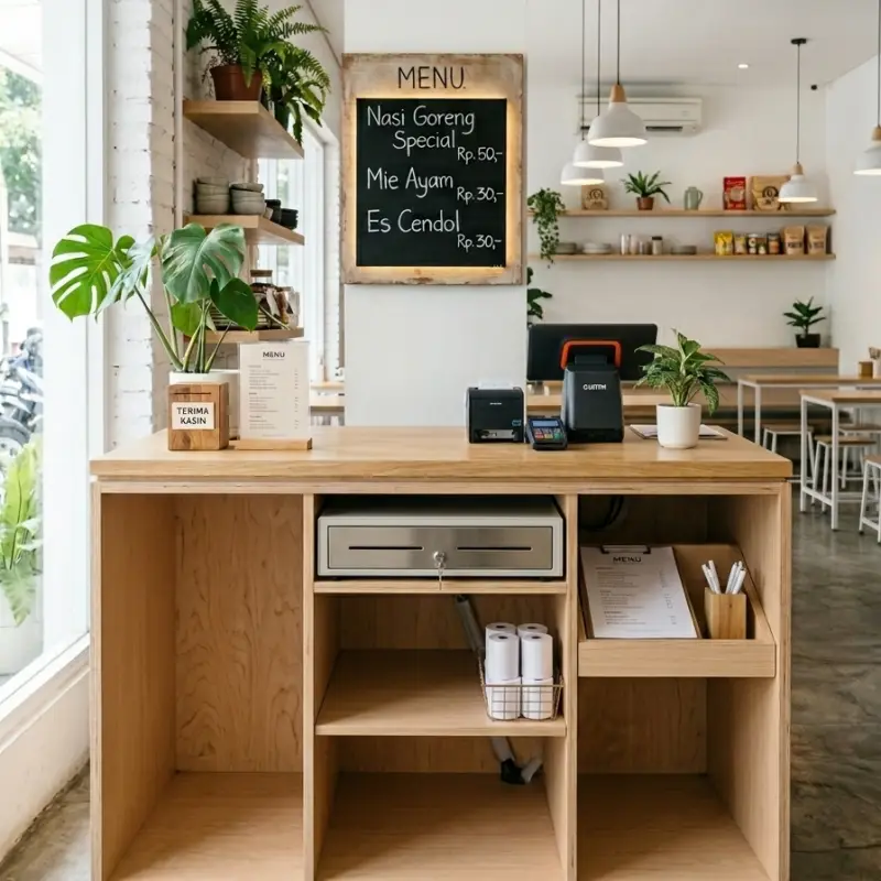 Meja Kasir Kayu Oak Minimalis [3]