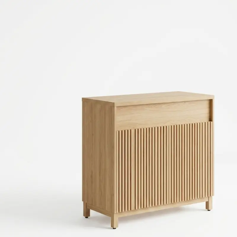 Meja Kasir Kayu Slat Panel Minimalis [1]