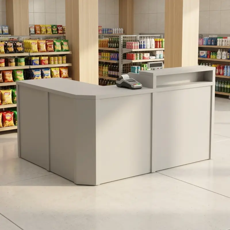 Meja Kasir L-Shape Minimarket Finishing HPL [2]