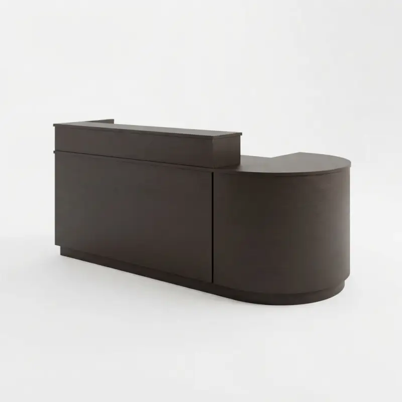 Meja Kasir Melengkung Panel Woodgrain Finishing Walnut [5]