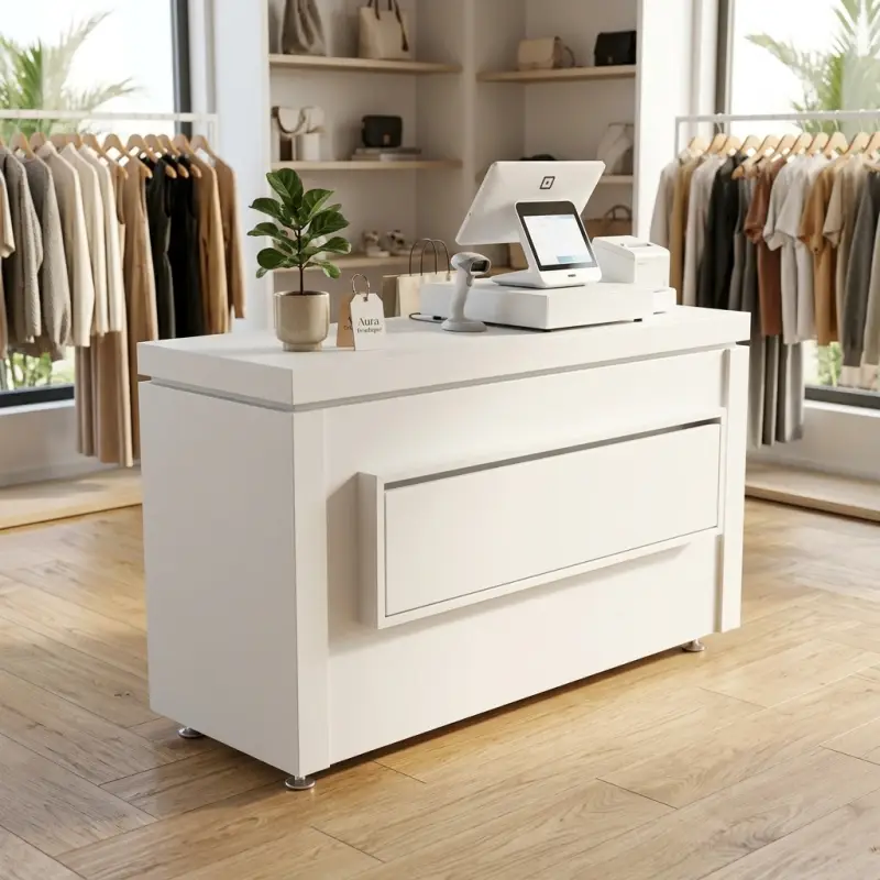 Meja Kasir Minimalis dengan Laci dan Kaki Adjustable [4]