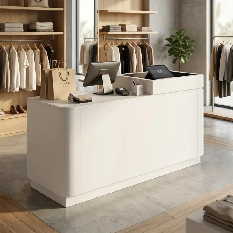 Meja Kasir Minimalis Finishing Doff untuk Toko Retail [3]