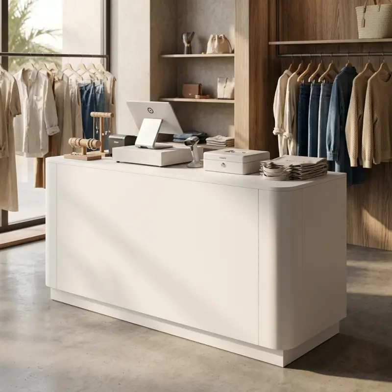 Meja Kasir Minimalis Finishing Doff untuk Toko Retail [4]