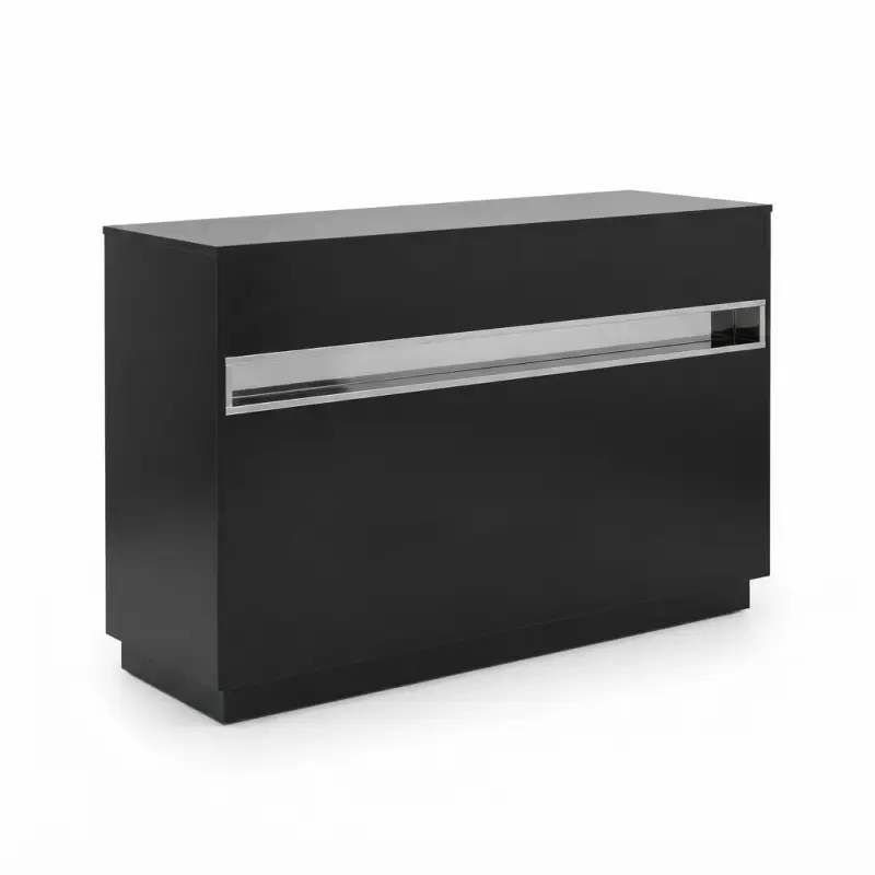 Meja Kasir Minimalis Finishing Matte Hitam dengan Railing Stainless [5]