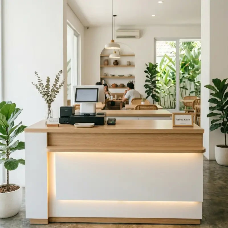Meja Kasir Minimalis Modern dengan LED Strip [2]