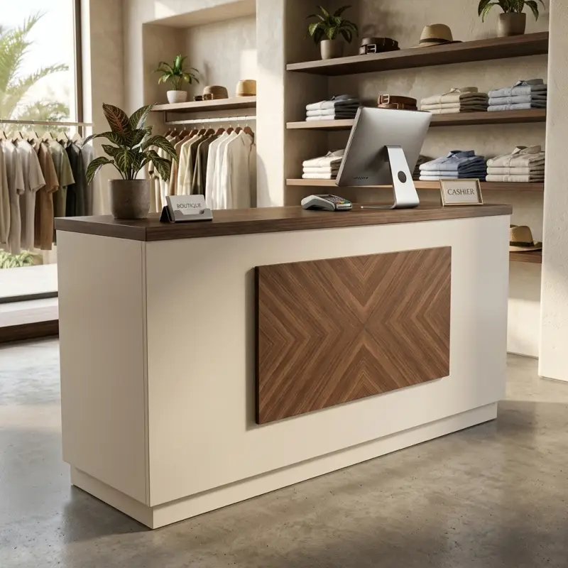 Meja Kasir Minimalis Panel Motif Chevron [2]