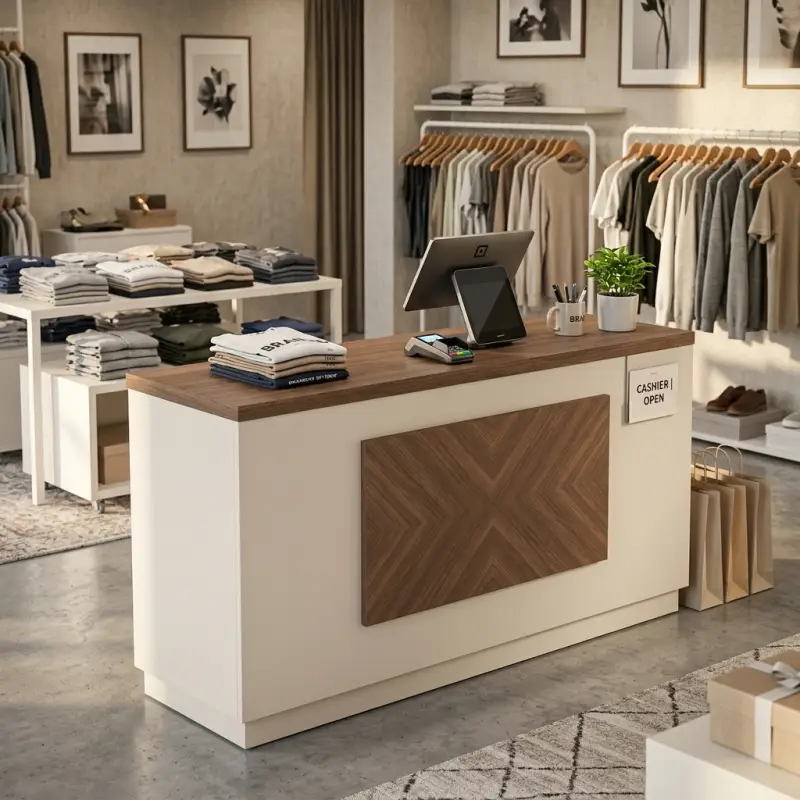 Meja Kasir Minimalis Panel Motif Chevron [3]