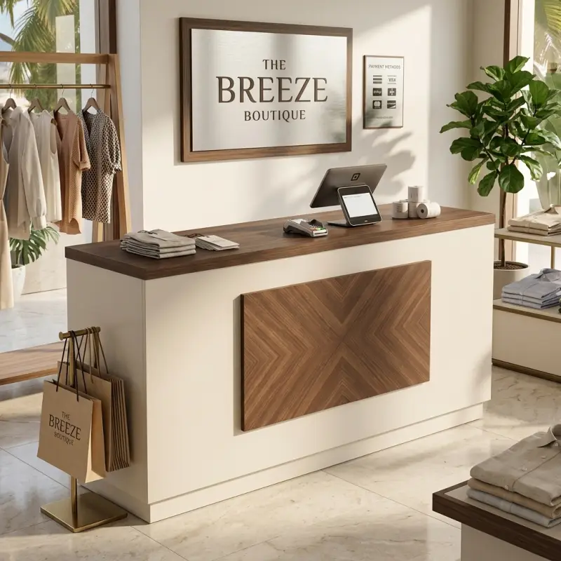Meja Kasir Minimalis Panel Motif Chevron [4]