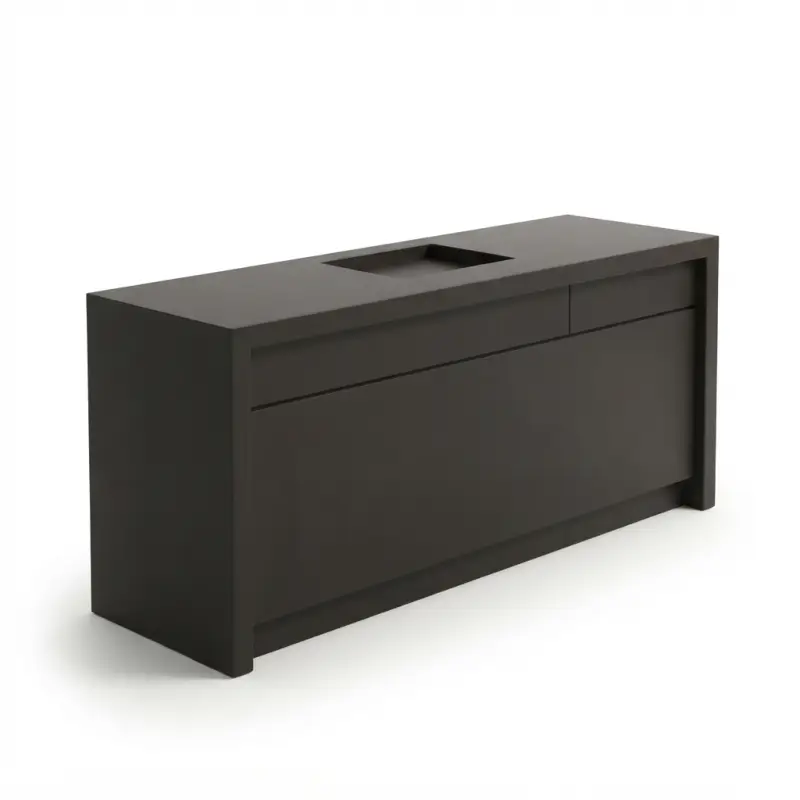Meja Kasir Minimalis Woodgrain dengan Slot Perangkat Tanam [5]
