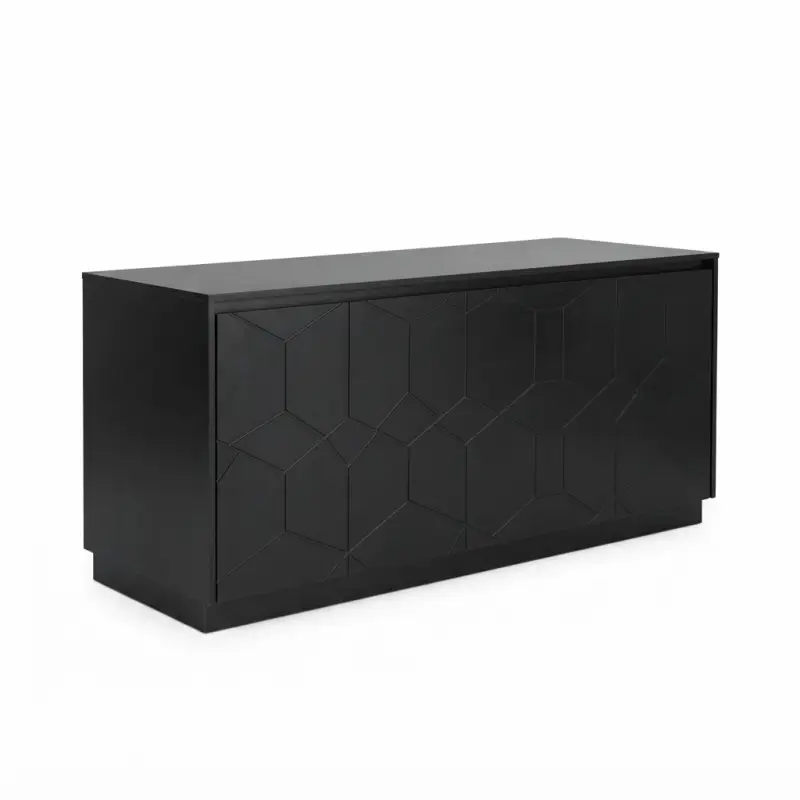 Meja Kasir Panel Hexagon Motif Geometrik Finishing Matte Black [5]
