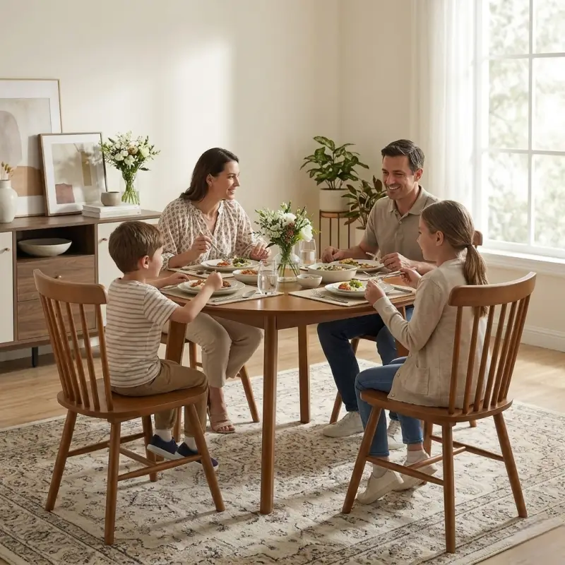 Meja Makan Bulat Kayu Scandinavian [2]