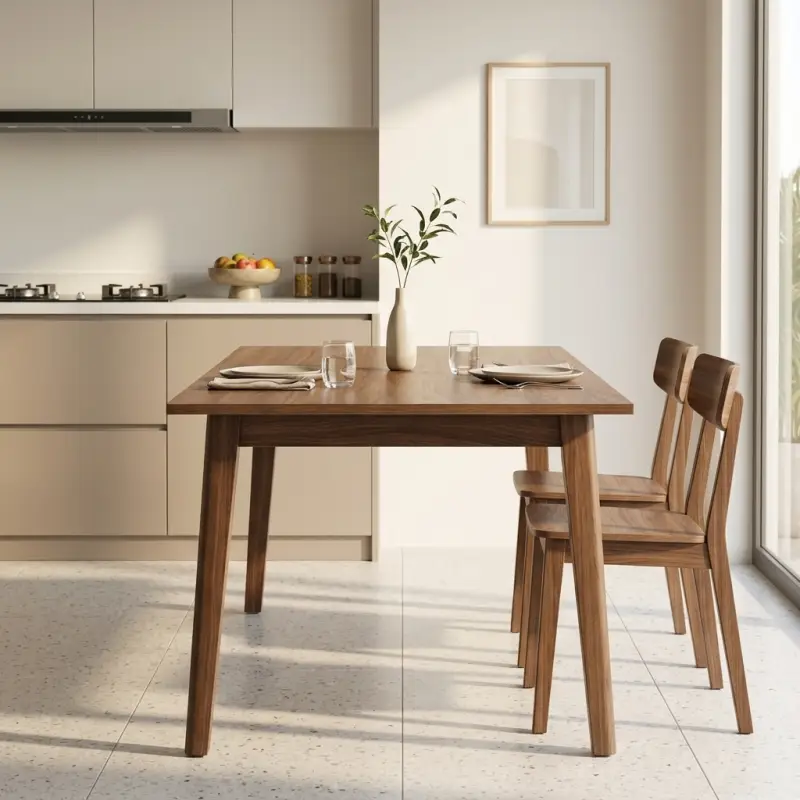 Meja Makan Kayu Solid Kaki Lancip Gaya Scandinavian [3]