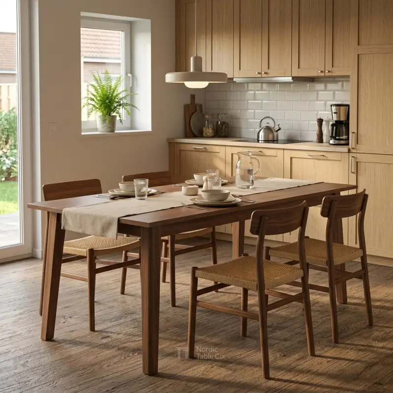 Meja Makan Kayu Solid Kaki Lancip Gaya Scandinavian [4]