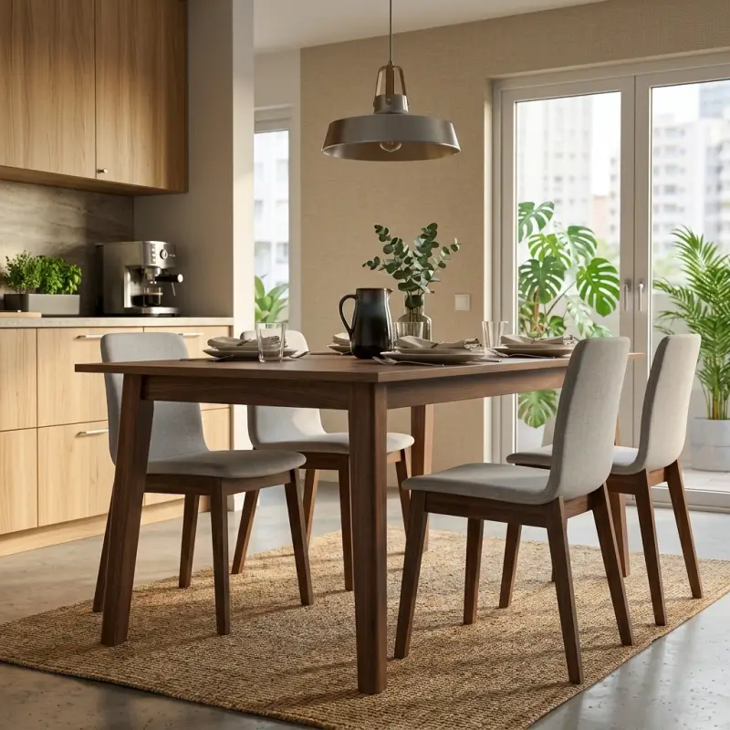 Meja Makan Kayu Solid Kaki Lancip Gaya Scandinavian [5]