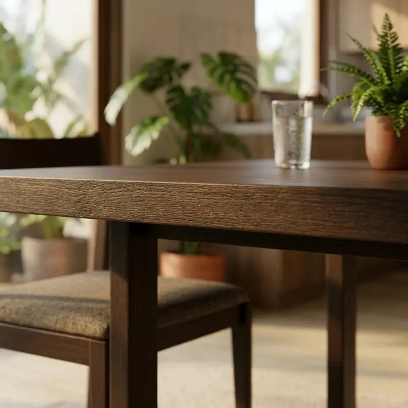 Meja Makan Kayu Solid Kaki U-Frame Dark Walnut [3]
