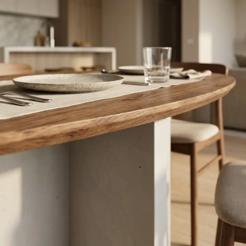 Meja Makan Oval Top Kayu Kaki Silang Putih [5]
