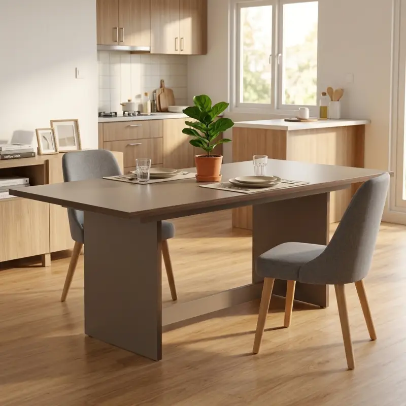 Meja Makan Panel Leg Taupe Modern [2]