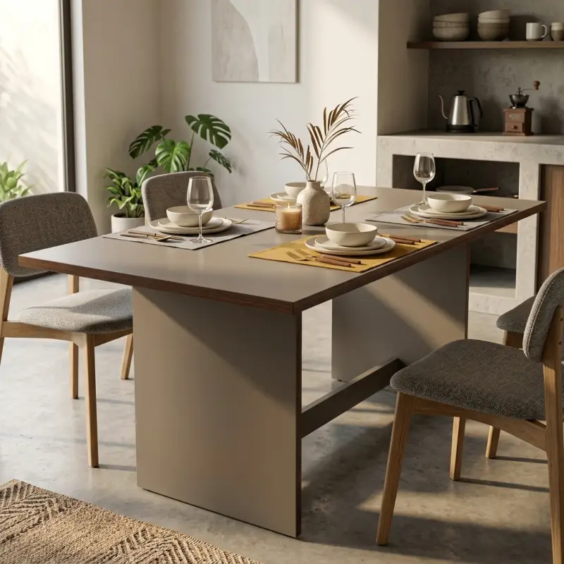 Meja Makan Panel Leg Taupe Modern [5]