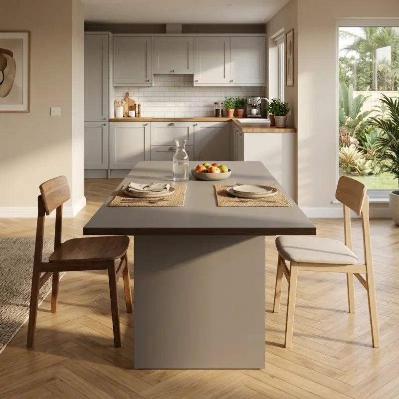 Meja Makan Panel Leg Taupe Modern [6]