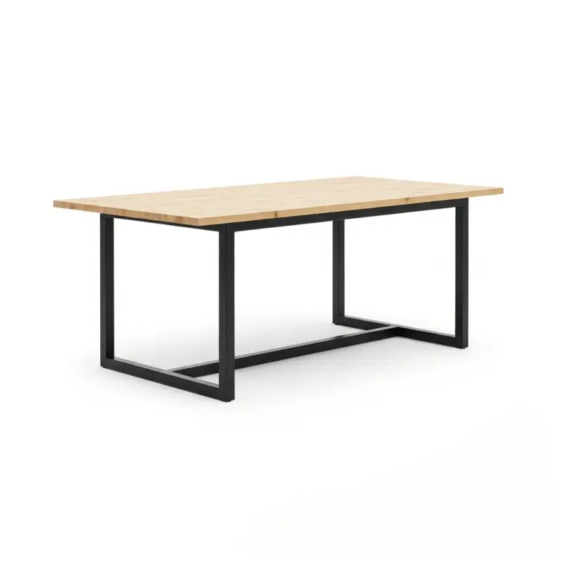 Meja Makan Rangka Besi Hollow Top Kayu Natural [4]
