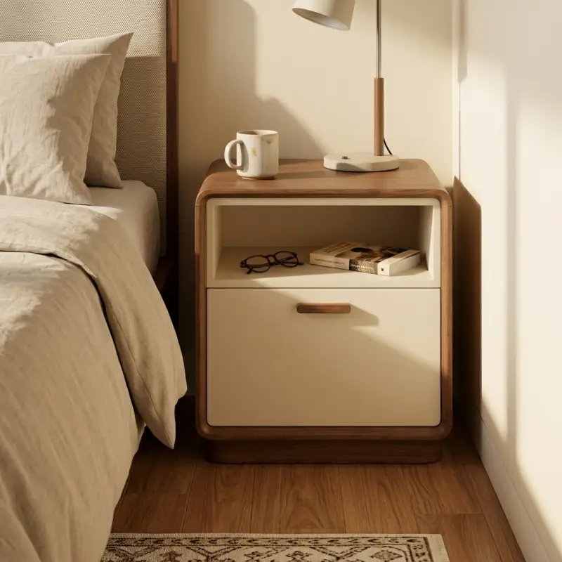 Nakas Kayu Walnut Open Shelf 1 Laci [4]