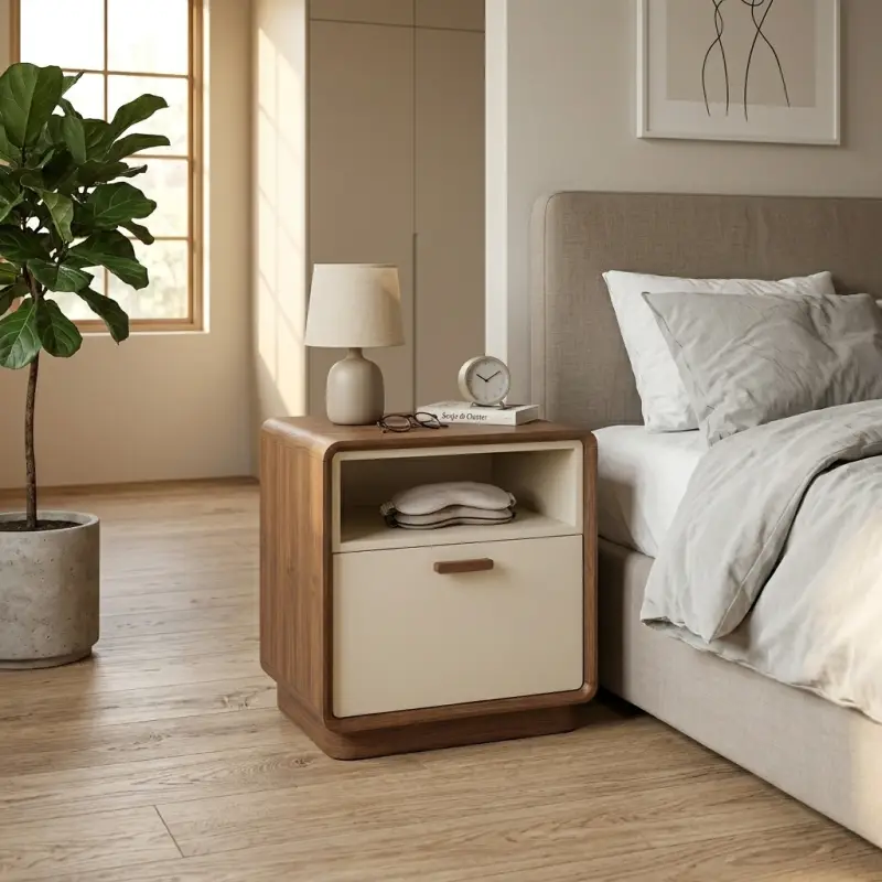 Nakas Kayu Walnut Open Shelf 1 Laci [5]