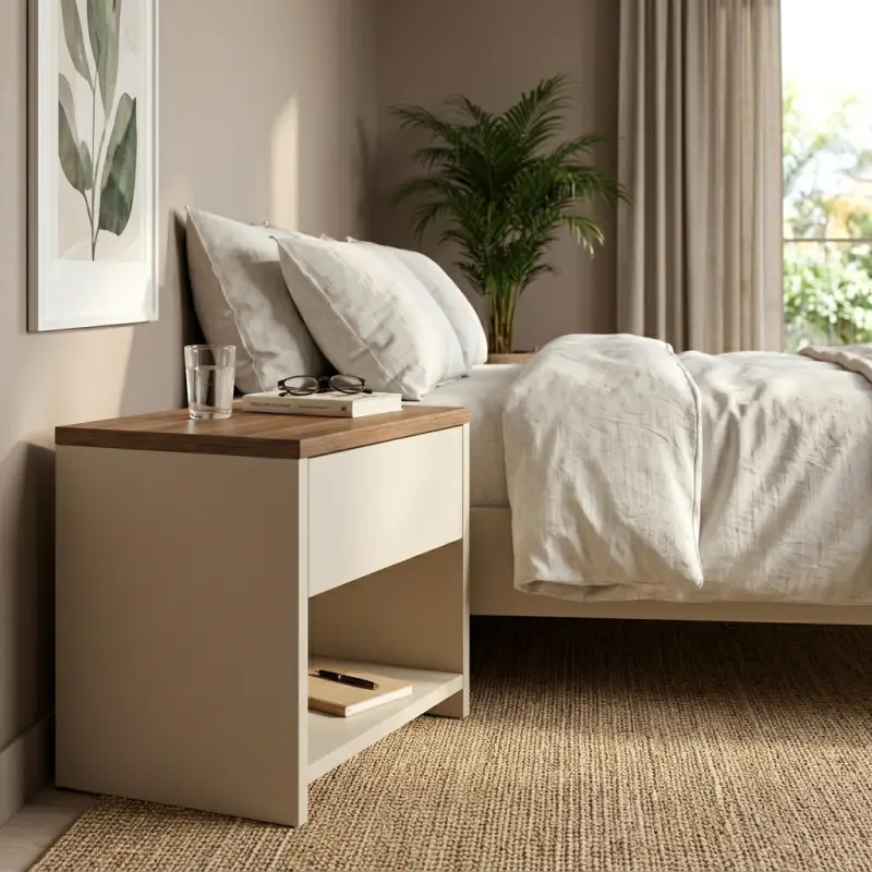 Nakas Minimalis Top Walnut 1 Laci dengan Rak Terbuka [6]
