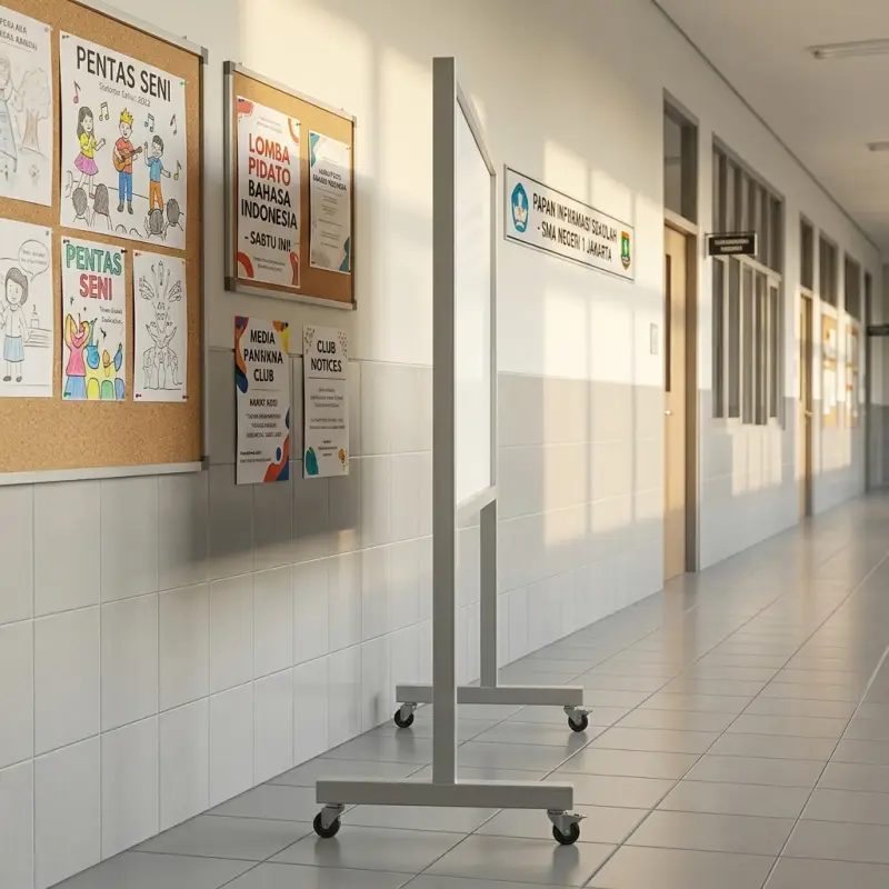 Papan Informasi Berdiri Roda Mobile Frame Besi [3]