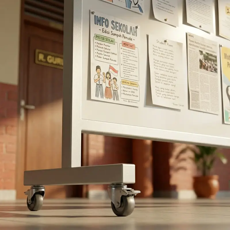 Papan Informasi Berdiri Roda Mobile Frame Besi [4]