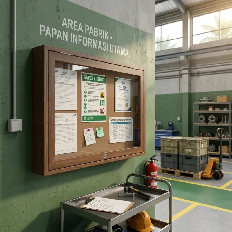 Papan Informasi Berpintu Kaca Finishing Walnut [3]