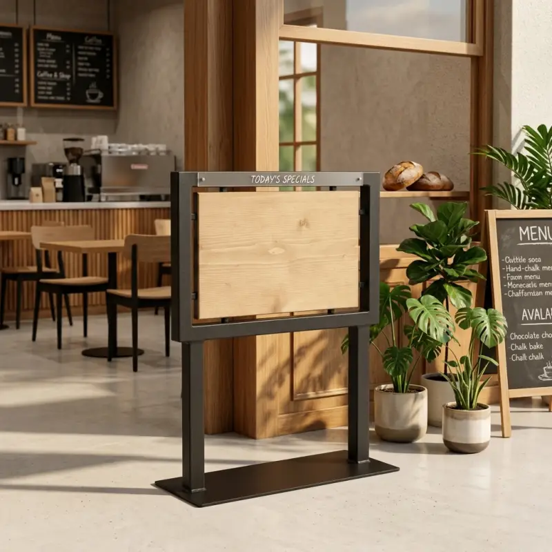 Papan Informasi Besi Kayu Berdiri Floor Standing [2]