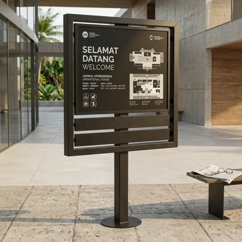 Papan Informasi Besi Tiang Tunggal dengan Frame Monitor [5]