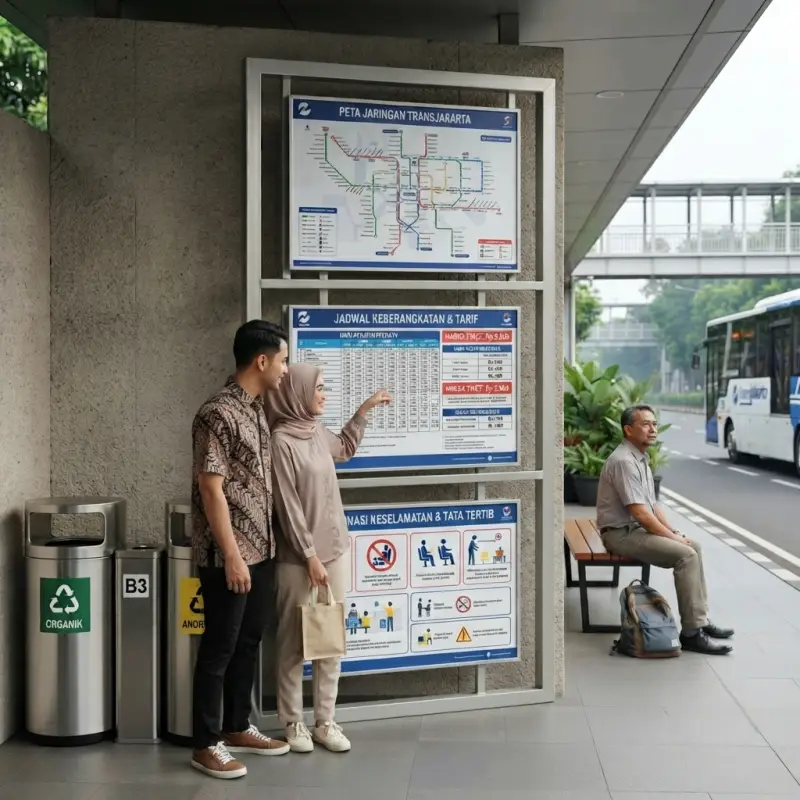 Papan Informasi Tiga Panel untuk Halte & Ruang Publik [3]