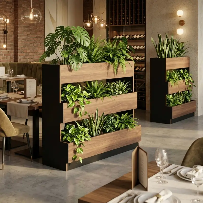Planter Box 3 Tier Kayu & Besi untuk Restoran dan Perkantoran [2]
