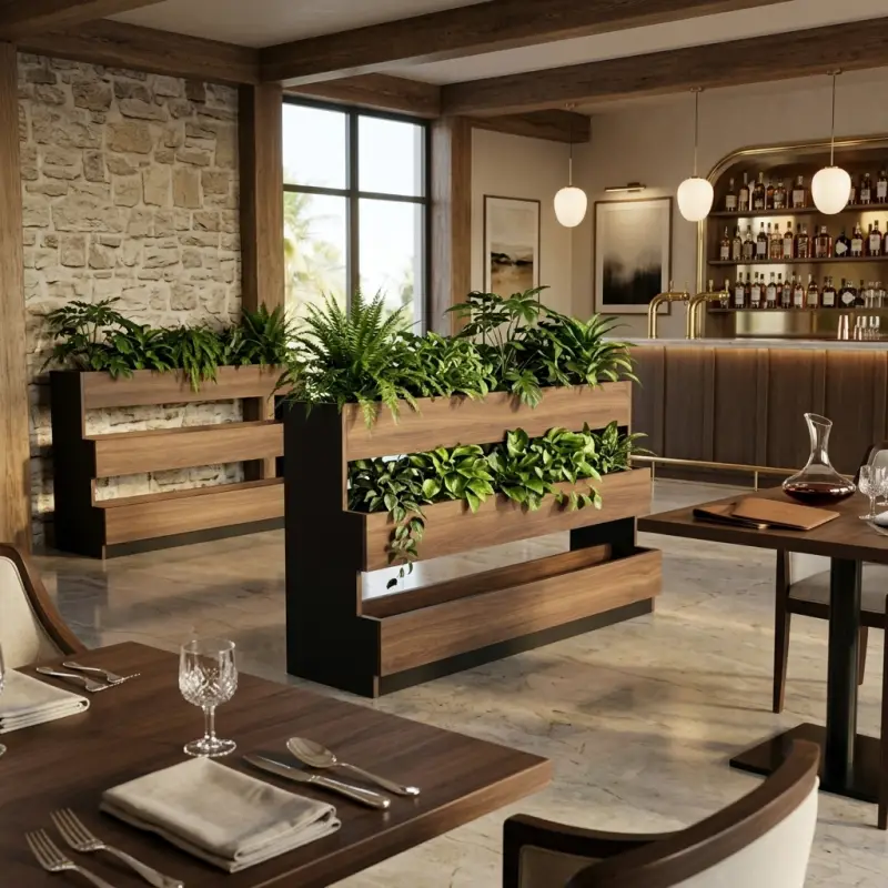Planter Box 3 Tier Kayu & Besi untuk Restoran dan Perkantoran [4]