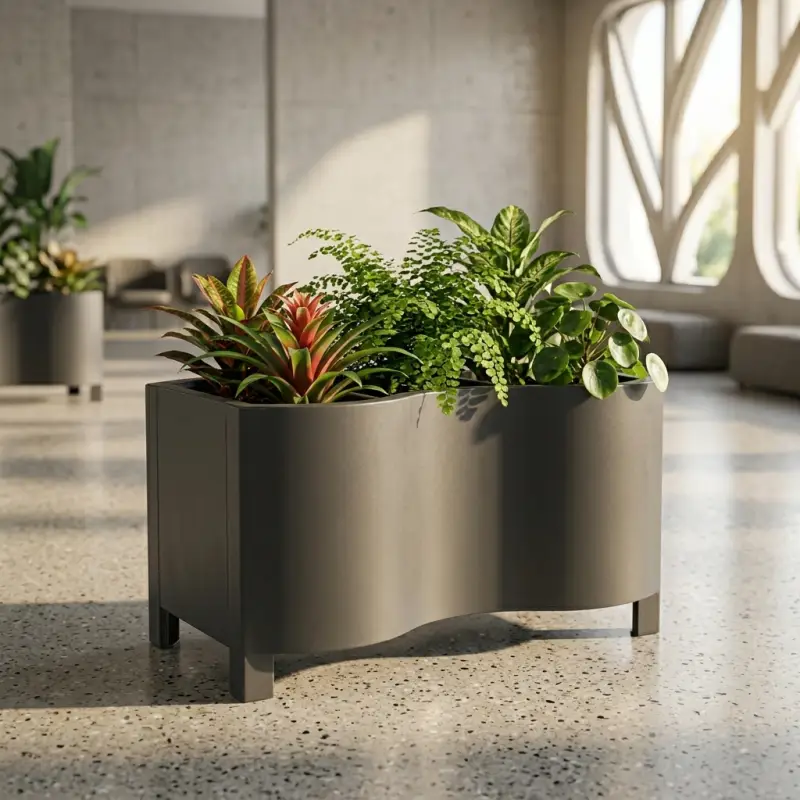 Planter Box Besi 3 Sekat Desain Gelombang [2]