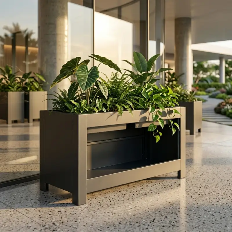 Planter Box Besi Dua Kompartemen dengan Rak Terbuka [4]