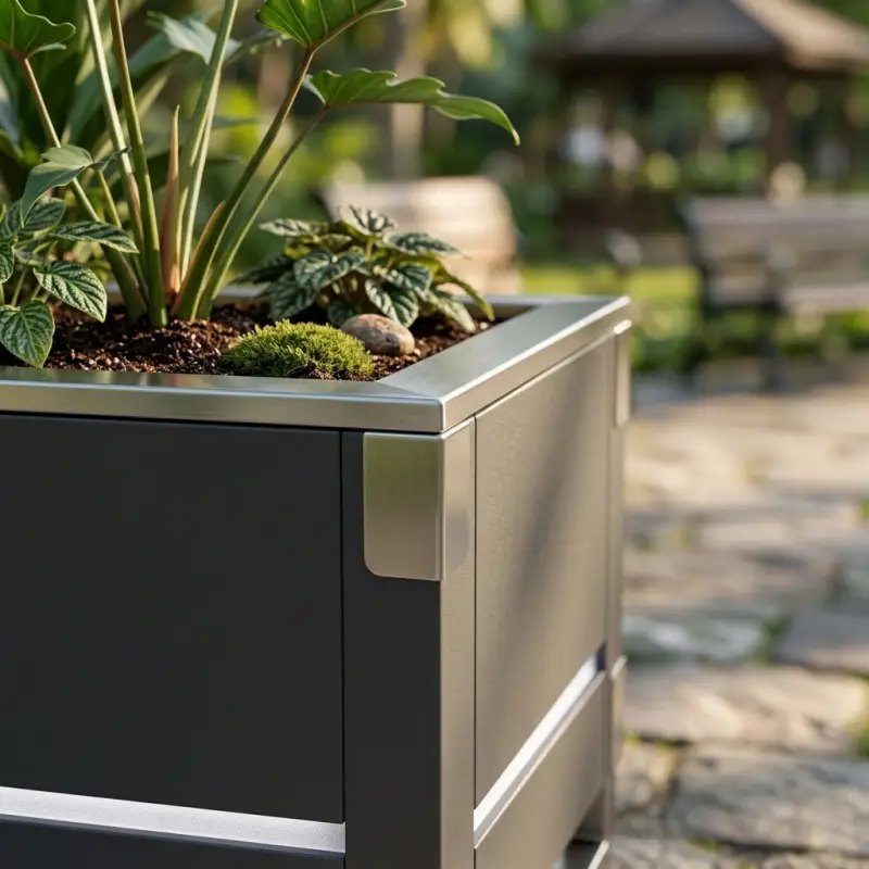 Planter Box Besi Finishing Powder Coat dengan Aksen Stainless dan LED [3]