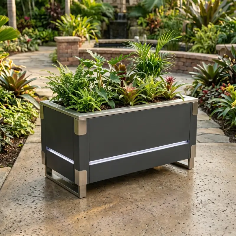 Planter Box Besi Finishing Powder Coat dengan Aksen Stainless dan LED [4]