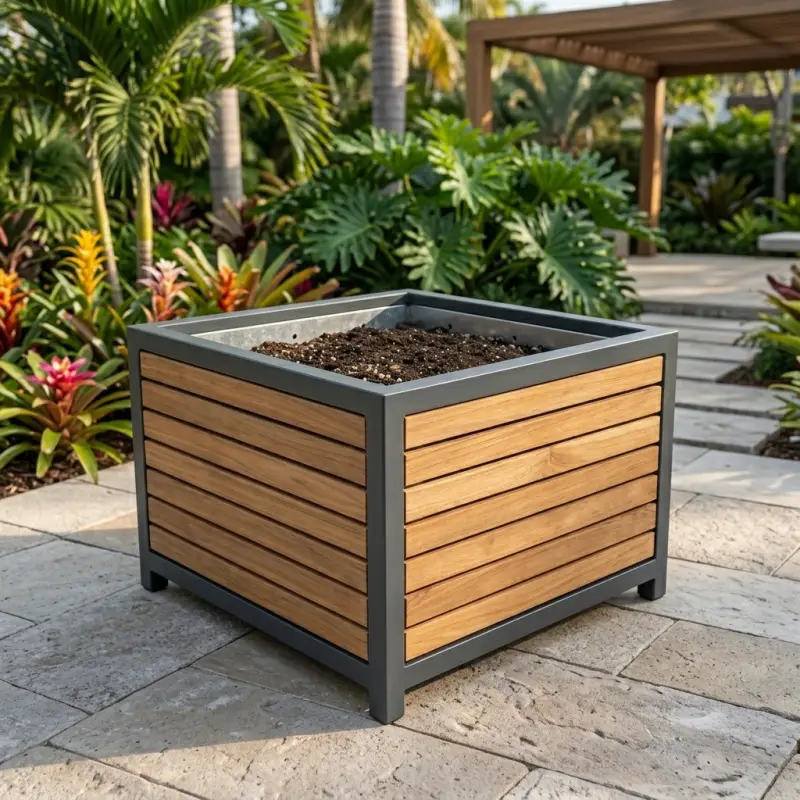 Planter Box Besi Hollow dan Papan Kayu [2]